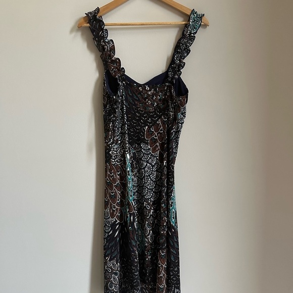 Dress Barn Blue/Brown Dress with Shoulder Cover Size 4 - Picture 7 of 10